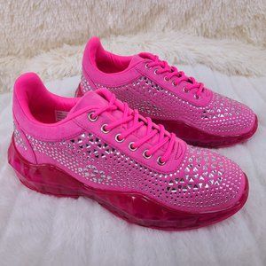 Rhinestone and beaded Low Crop Lace Up Sneakers